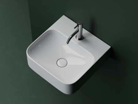 Раковина из сантехнического фарфора Ceramica Nova AURA CN2005 40х40 подвесная цвет белый 1 отверстие под смеситель